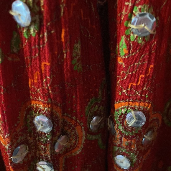 Red East Indian mirror skirt in 100% cotton - Picture 4 of 4